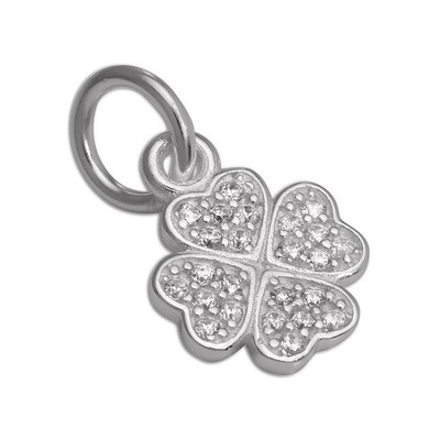 925 Sterlingsilber mit CZ Kristallen besetzt vierblättriges Kleeblatt Glücks Cha