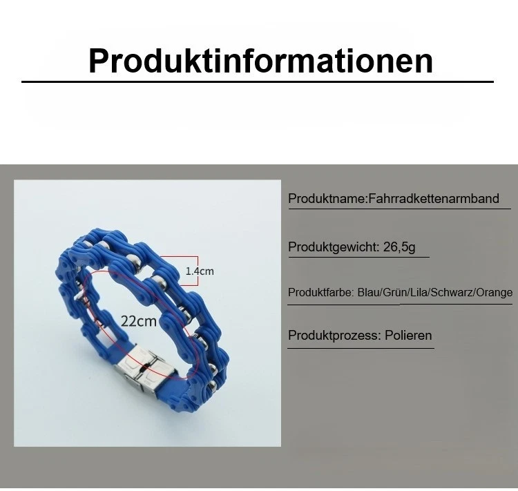 Herren Armband Edelstahl- Kunststof Biker Fahrrad Motorradkette Armkette Armreif - Bild 2 von 4