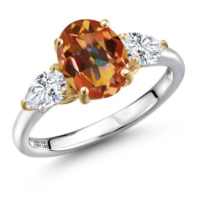 925 Silver and 10K Yellow Gold Ecstasy Mystic Topaz and F - G Lab Grown Diamond