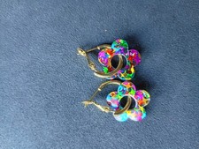 Boucles d'Oreille Plaqué Or 18K Strass CZ Neuves Fleur LIVRAISON 48H DOMICILE