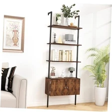 70" Tall Bookshelf with Cabinet,Wall Mounted Bookcase with Shelves & 