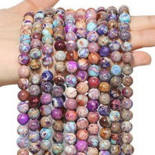 Jasper Stone Beads Colorful Sea Sediment Round Spacer Bead DIY Bracelet Necklace