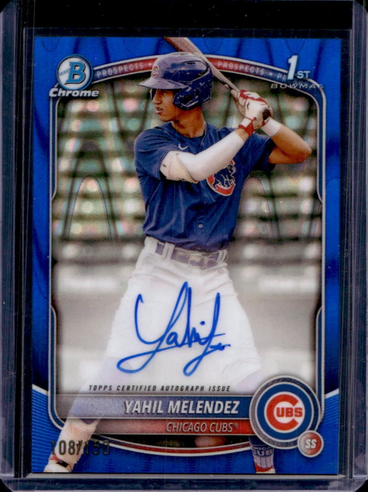 2025 Bowman Chrome Yahil Melendez Auto Blue RayWave Refractor 1st #108/150
