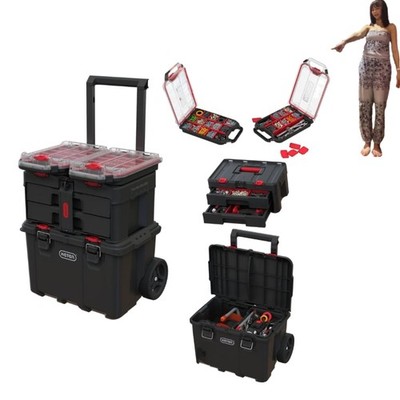 Stack N  Roll 4-Piece Modular Tool Storage System - Rolling Toolbox & Organizers