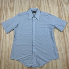 Vintage 70's Arrow Shirt Fairfield Knit Button Down Blue Size 16 L Short Sleeve