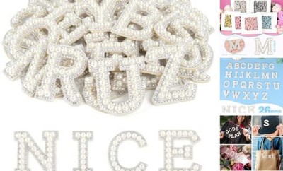 Pcs Self Adhesive Letter Patches Pearl Rhinestone Letter 26 Classic White