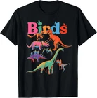 Vintage Birds Colorful Dinosaur Animals T-rex Tee Gift for Dad, Mom, Daughter, C