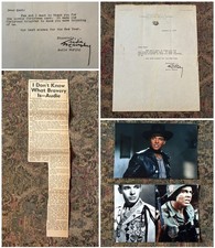 Audie Murphy War Hero Lot:  SIGNED letter w/ COA, Photos, Newspaper Article RARE