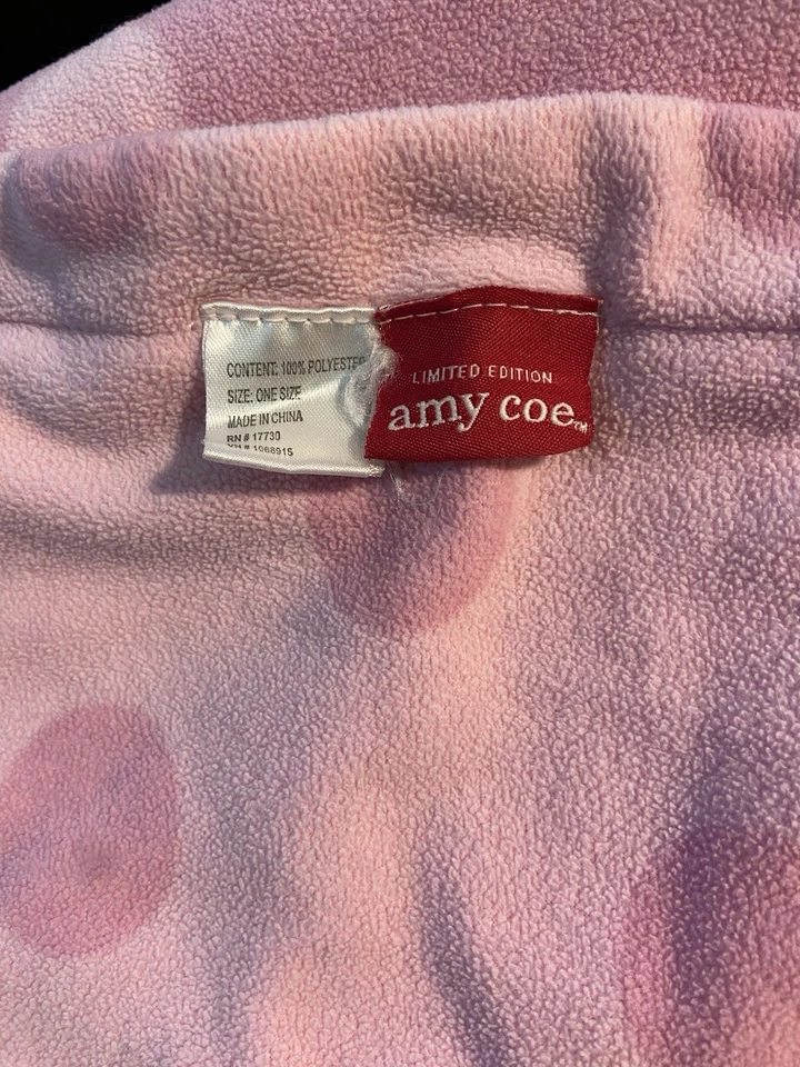 Amy Coe Pink Polka Dot Mico Fleece Baby Blanket Mod Butterfly Reversible 30x40" - Image 2 of 2