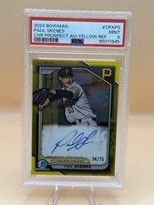 Paul Skenes /75 - 2024 Bowman Chrome Prospect Auto Yellow Refractor PSA 9 MINT