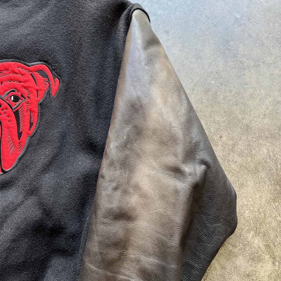 Vintage 90s Red Dog Beer Varsity Promo Leather Sleeve Embroidered Jacket Size XL - Image 4 of 4