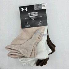 6 Pair Under Armour Lightweight No Show Socks, Men's 7-8.5, Women's 6-10, Brown