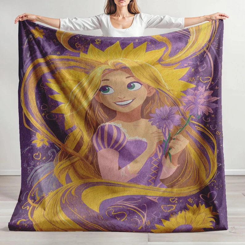 Custom Name Tangled Princess Minky Fleece Blanket#5