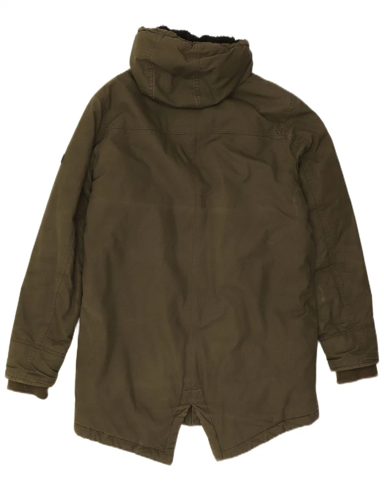 TOMMY HILFIGER мужской с капюшоном парка куртка Великобритании 36 маленький хаки хлопок DY90 - Изображение 4 из 4