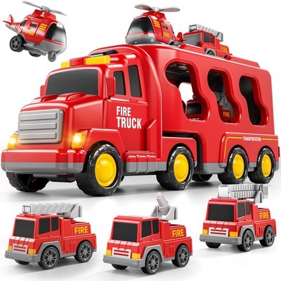 5-in-1 Fire Trucks Toy Set for Boys Age 1-3 3-5, Fire Car Truck for Toddlers ...