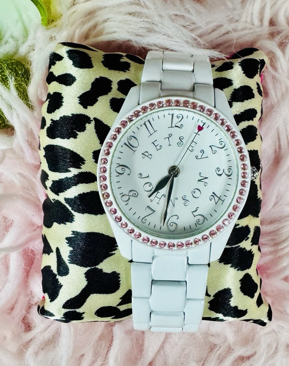 Betsey Johnson Vtg BJ00048-04 White Crystal Accent Bezel Watch-Needs New Battery Betsey Johnson Vtg BJ00048-04 White Crystal Accent Bezel  main image 3