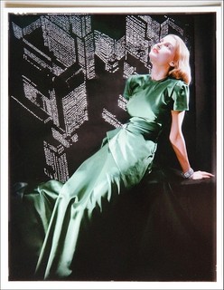 Erwin Blumenfeld. Model wearing a green silky dress 1946. Tirage prepress