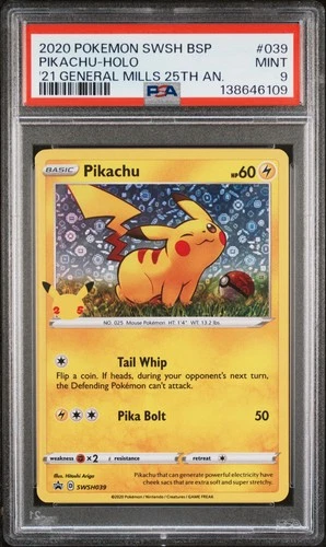 2020 POKEMON SWSH BLACK STAR PROMO #039 PIKACHU-HOLO PSA 9