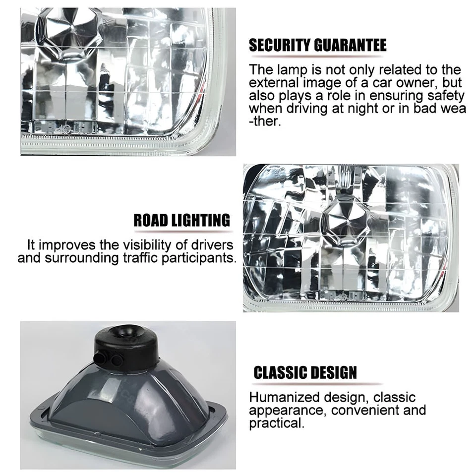 7X6 Cristal Transparente Lente Faro H4 Bombilla Halógena Faros Par LED Foto 3 de 4