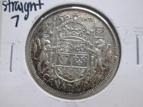 1947 CANADIAN HALF DOLLAR STRAIGHT 7
