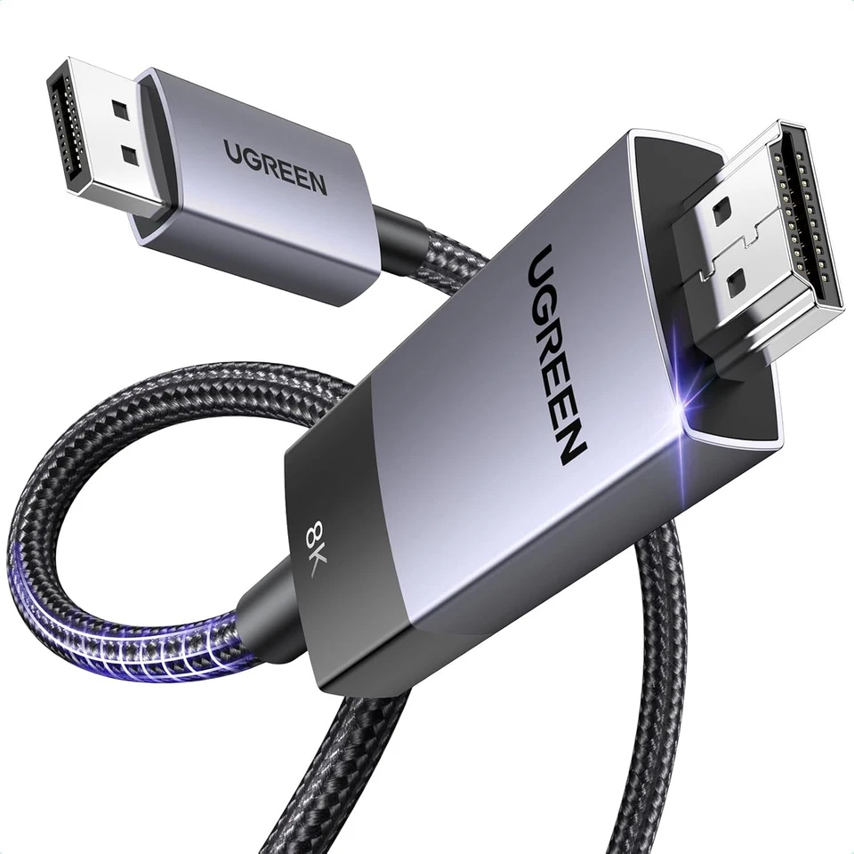 UGREEN Displayport auf HDMI Kabel 8K 60Hz 4K 240Hz DP 1.4 zu HDMI 2.1, Aluminium