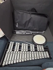 Percussion Xylophone Bell Kit w/Carrying Case Mallets Bag Stand & Drum Pad