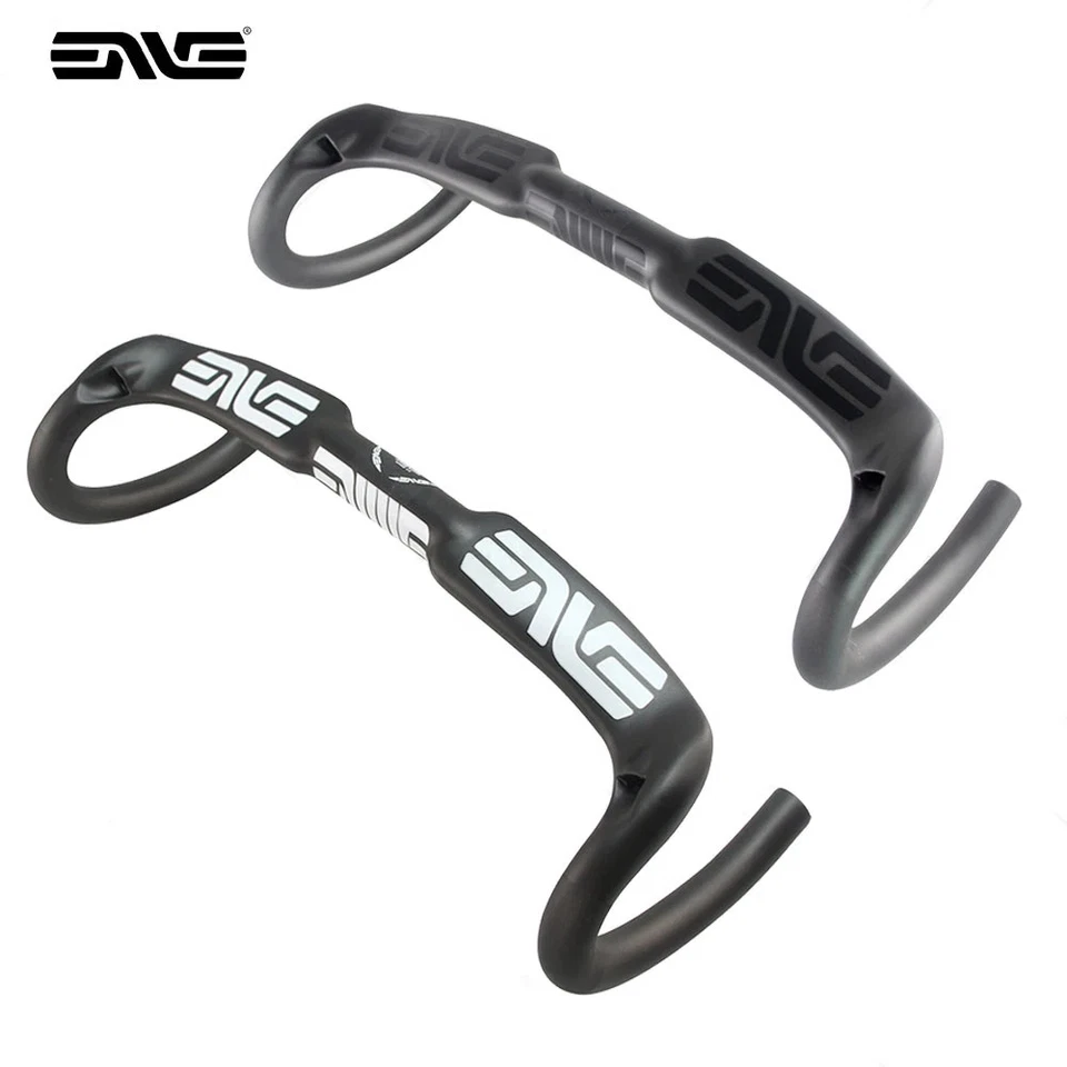 Manillar de fibra de carbono para bicicleta de carretera 31,8 mm negro brillo acabado mate 380-440 mm Foto 2 de 4