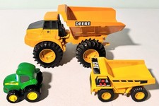 Set Of 3 Farm/Construction Vehicles 2 John Deere And 1 Caterpillar Dump Truck