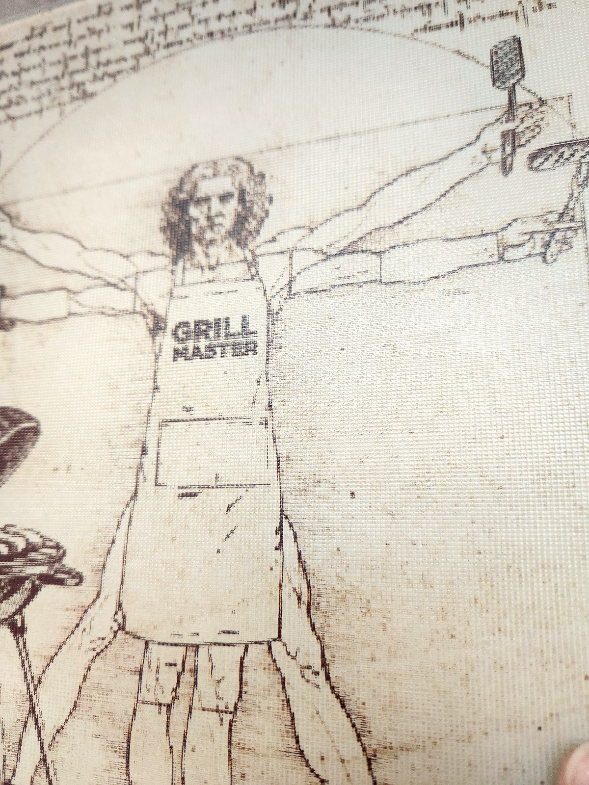 Grill Master Tempered Glass Cutting Board, Da Vinci Vitruvian Man