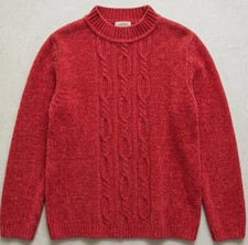 Alfred Dunner Red Chenille Mock Neck Cable Knit Sweater Women's Size Large