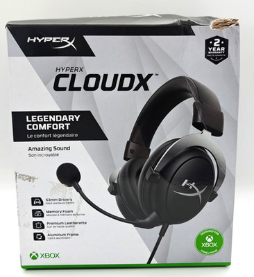 HyperX CloudX Wired Gaming Headset for Xbox PC PS5 4P5H8AA Silver 3.5mm Open Box