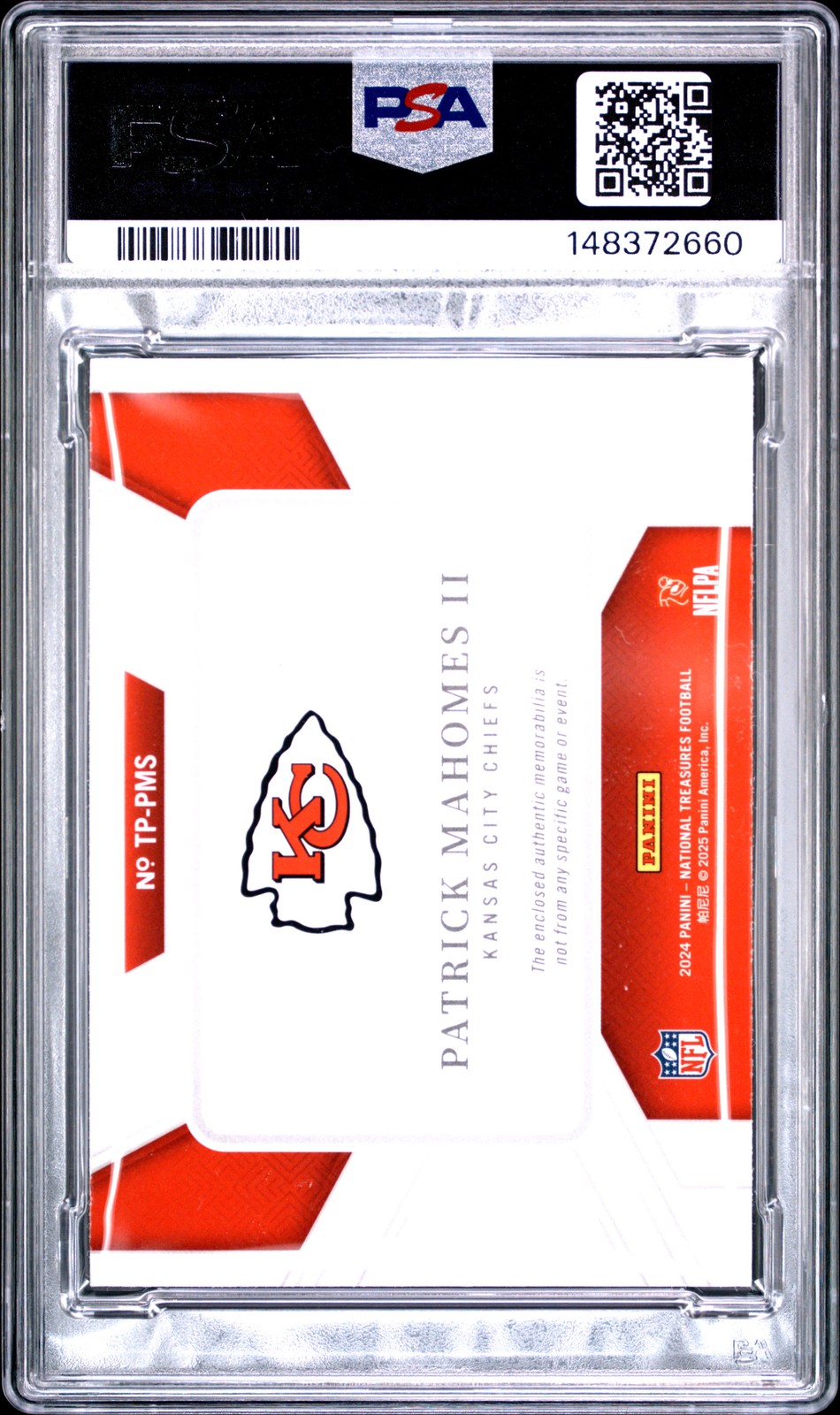 2024 PANINI NATIONAL TREASURES TREASURED PATCHES PATRICK MAHOMES II /49 PSA 9 view 2