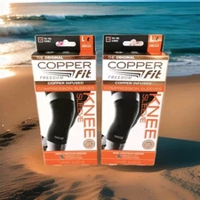 2 X Copper Fit Freedom Knee Compression Sleeve Copper Infused Large 14"-16" NIB