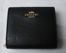 Coach Women's Snap Close Pebbled Leather Snap Wallet CL8 Gold/Black One Size