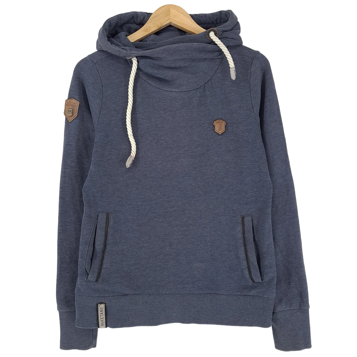 Naketano Mandy Spezial - Felpa con cappuccio da donna, Indaco Blue Melange, S