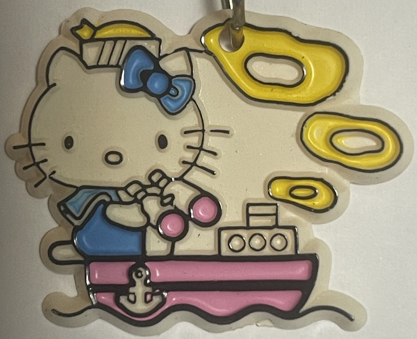 Rare 1976-1985 Hello Kitty Keychain, Unique Image and with Blue Bow!