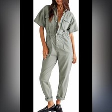 Free people Jean jumpsuit we the free Marci jumpsuit in washed army NWT sz Xs