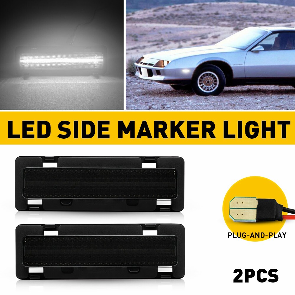 Smoked Lens White Front Side Marker Lights for 1982-1992 Chevy Camaro GM2551110