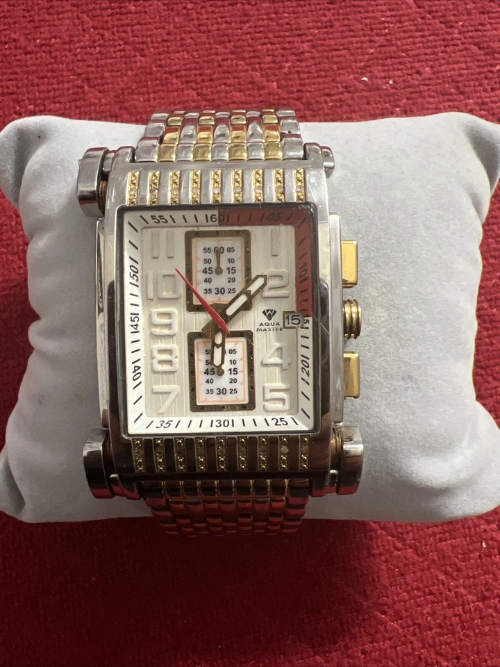 Aqua Master Mens Yellow Gold Tone Diamond Watch | Appx. 0.195 Carats - Image 2 of 4