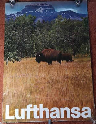 Lufthansa Vintage Travel Poster '' Canada, Alberta '' , 84x59cm