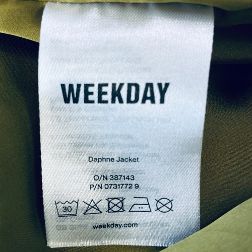 Weekday Size XS 6 8 10 Khaki Olive Green Cotton Blend Daphne Bomber Jacket Hood - Picture 14 of 18