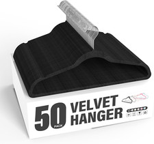 50 Pack Non-Slip Velvet Hangers, 360  Swivel Hooks, Clothes Hangers with Shou...