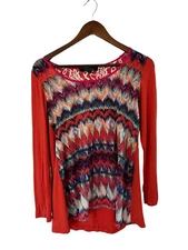 Poeme by citron sz small mixed print graphic tunic blouse womens