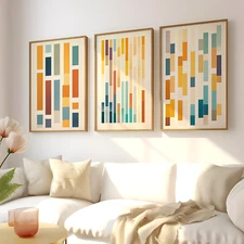 Line Wall Art Prints Colourful Wall Art Set of 3 Picture Home Print