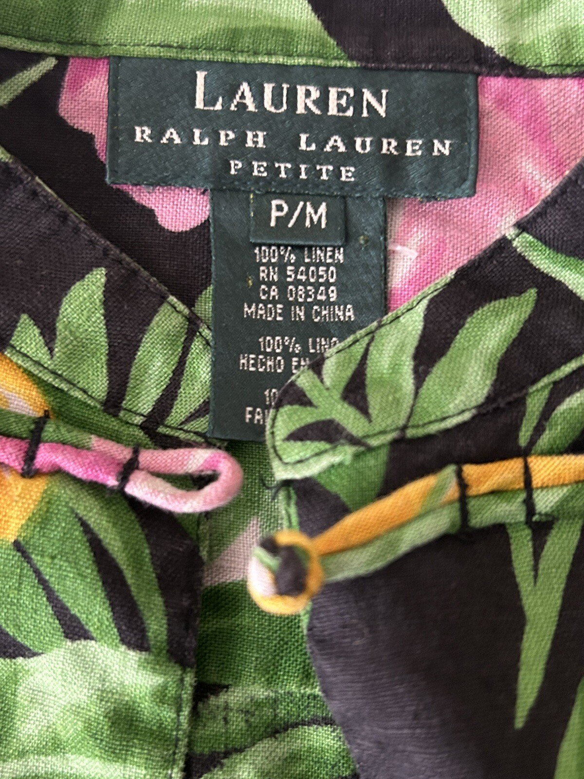 Lauren Ralph Lauren Women’s  100percent Linen Button Up Shirt Top Floral Sz PM image 4