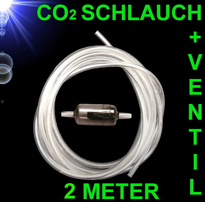   2 m CO2 SCHLAUCH 6/4mm   VENTIL   Aquarium Zubehör Hochdruck Luftschlauch