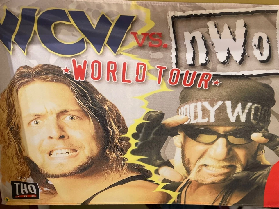 Póster banner bandera WCW Vs NWO World Tour Nintendo N64 5 pies 1997 64 THQ WWF Hogan Foto 2 de 3