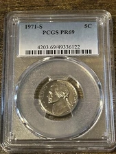 1971-S 5C Jefferson Nickel PCGS PR69 **