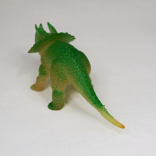 Triceratops Dinosaur Figure Vintage Translucent Yellow Green Hong Kong Screamer - Picture 4 of 5