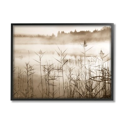 Sepia Foggy Lake View Framed Giclee Art by Irene Weisz